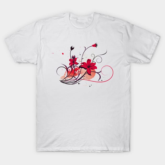 Red flowers T-Shirt by bnash1001